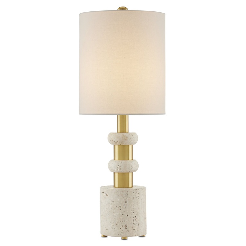 One Light Table Lamp in Beige/Antique Brass
