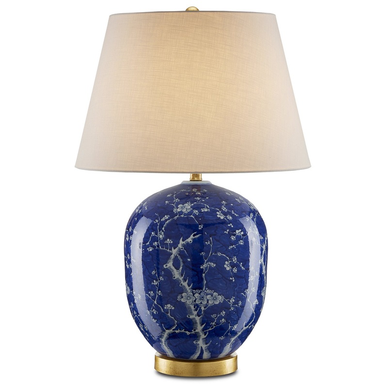One Light Table Lamp in Blue/White/Gold Leaf