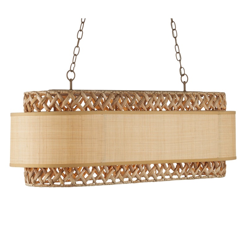 Six Light Chandelier in Khaki/Natural