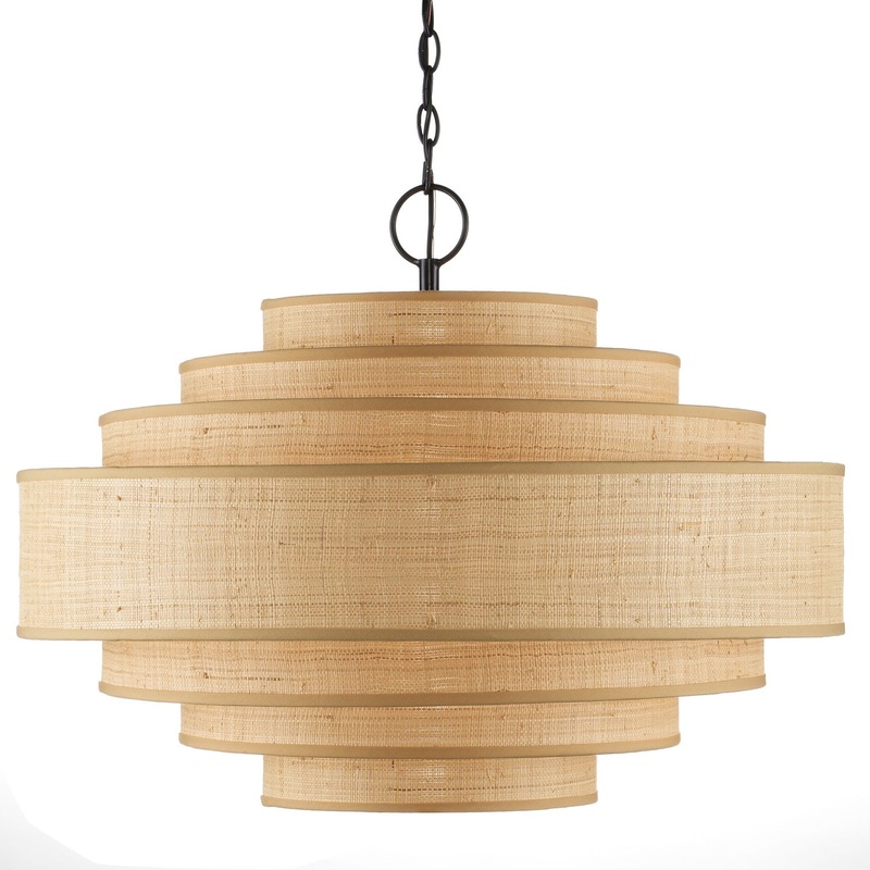 Six Light Chandelier in Natural/Satin Black