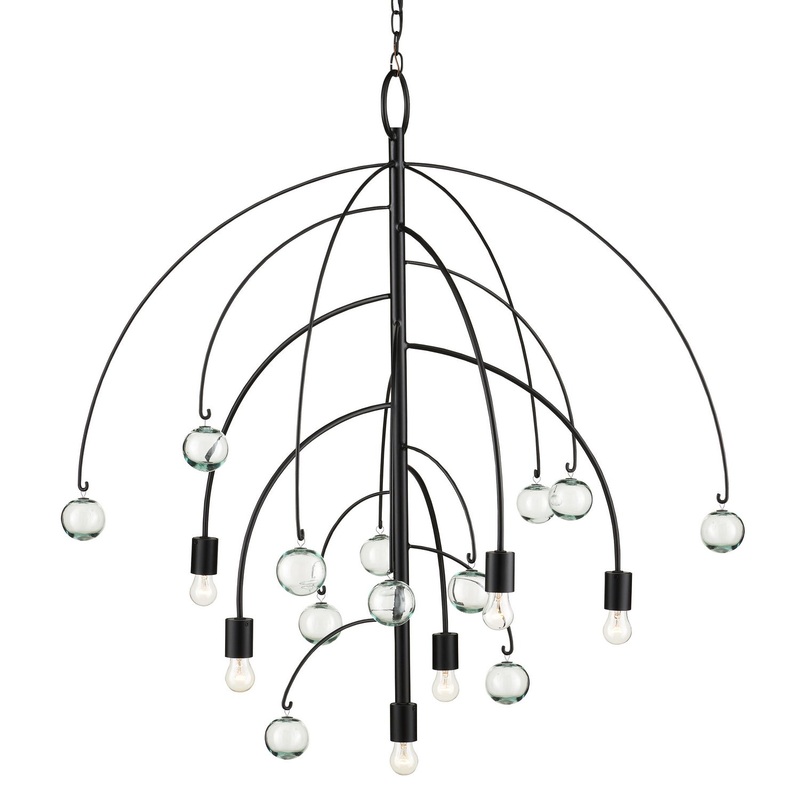 Six Light Chandelier in Satin Black