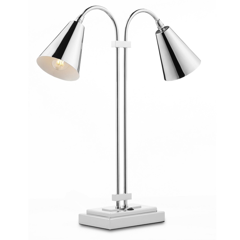Two Light Desk Lamp in Polished Nickel