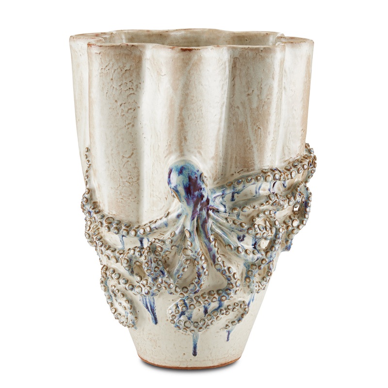 Vase in Cream/Reactive Blue