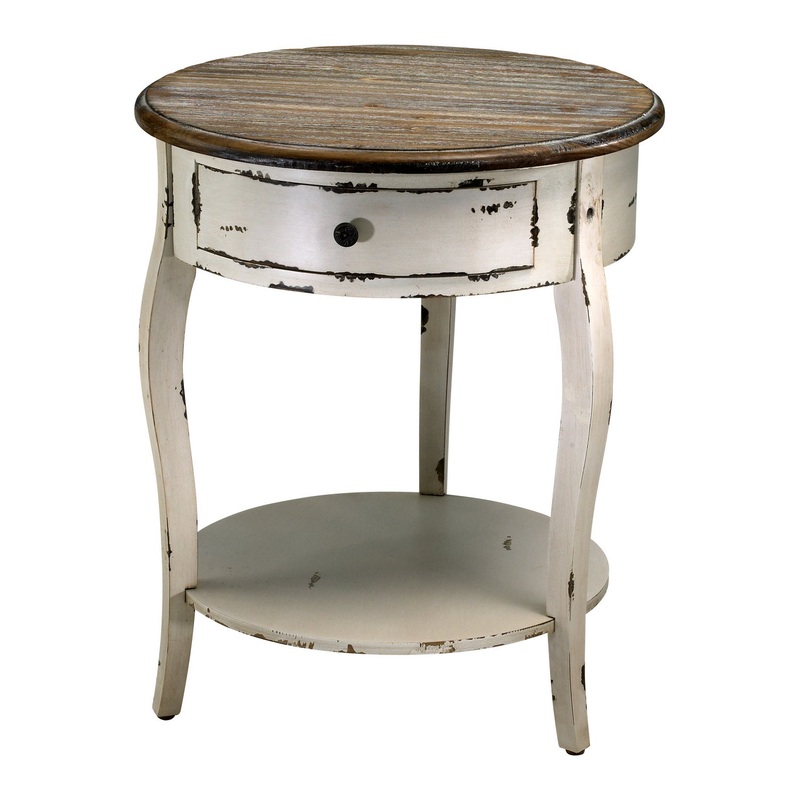 Abelard Side Table in Distressed White And Gray