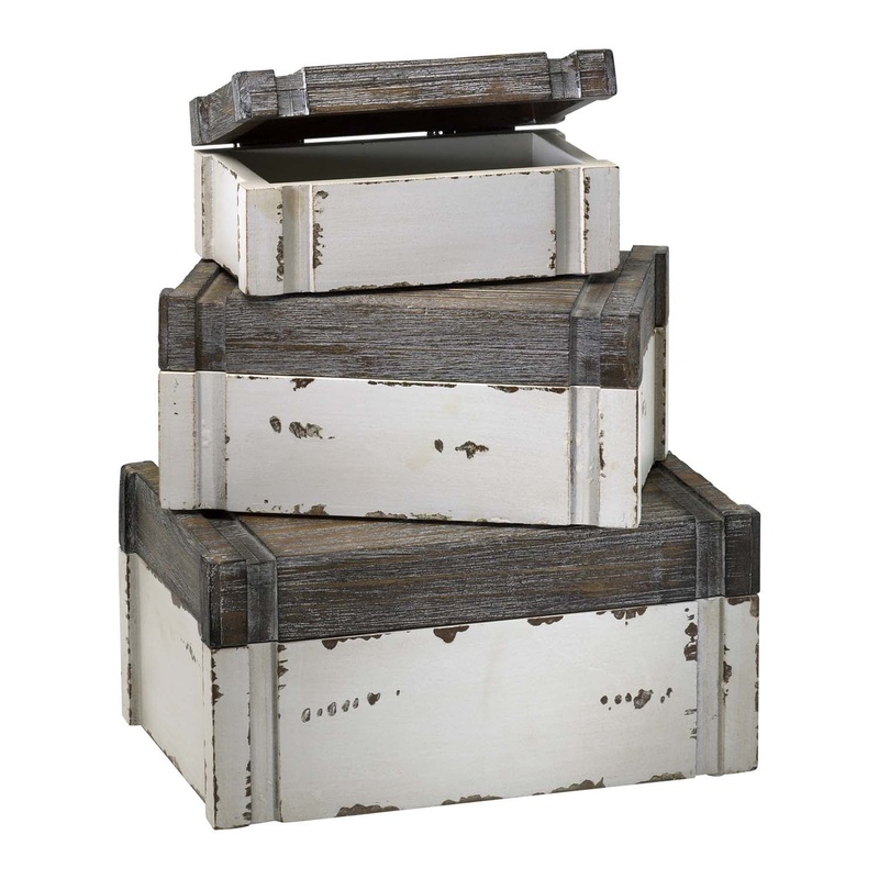 Alder Box in Distressed White And Gray