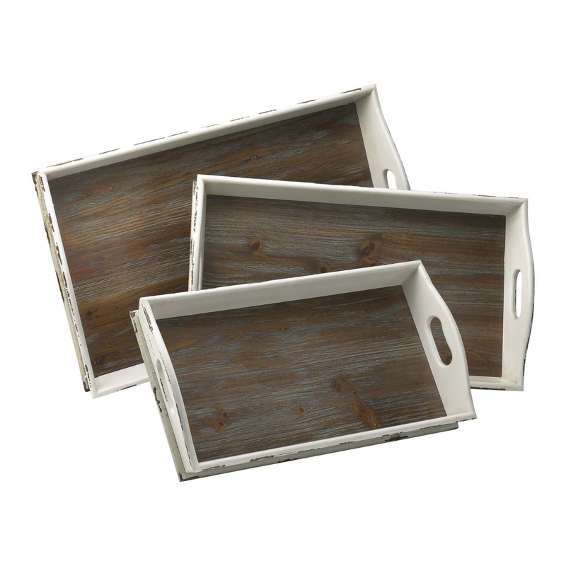 Alder Nesting Trays in Distressed White And Gray