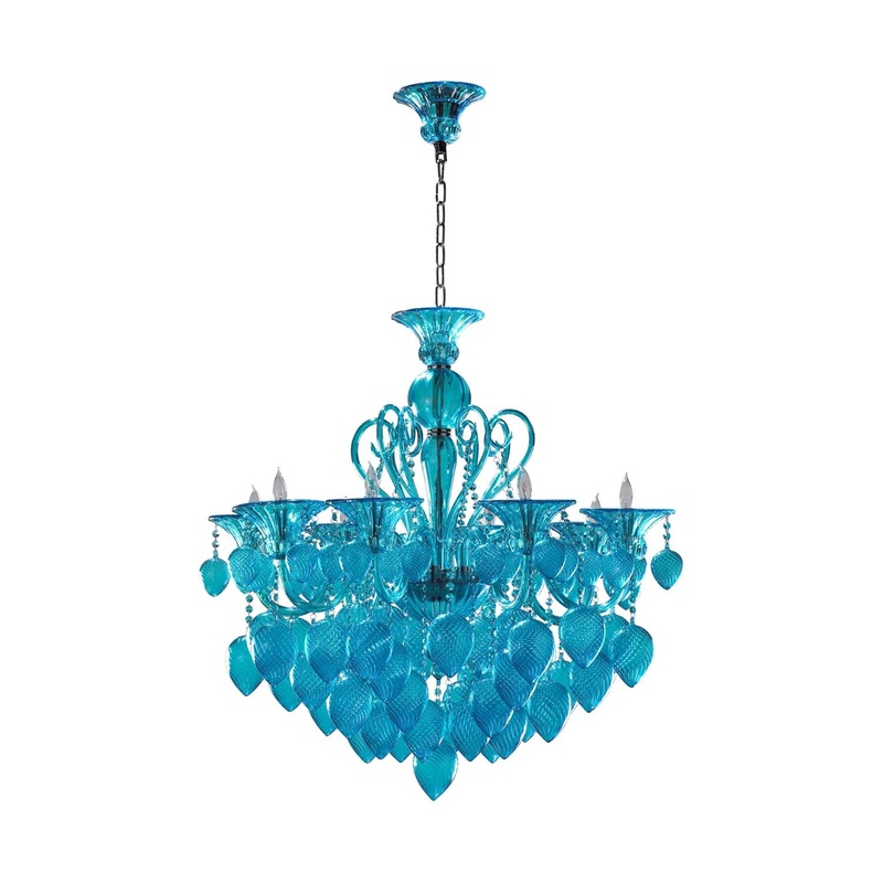 Bella Vetro Eight Light Chandelier in Chrome