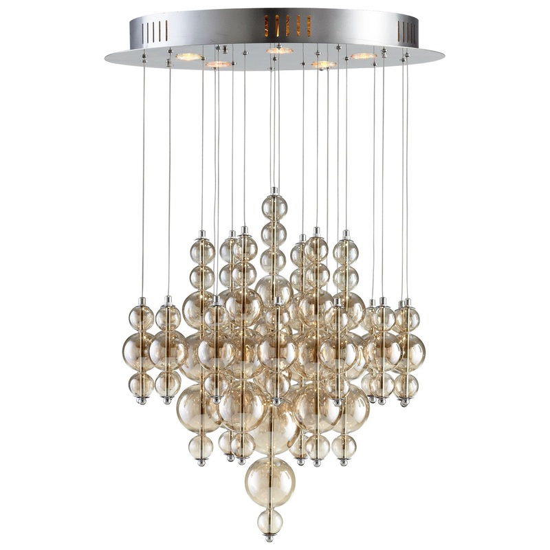 Bubbles Cash Five Light Pendant in Chrome