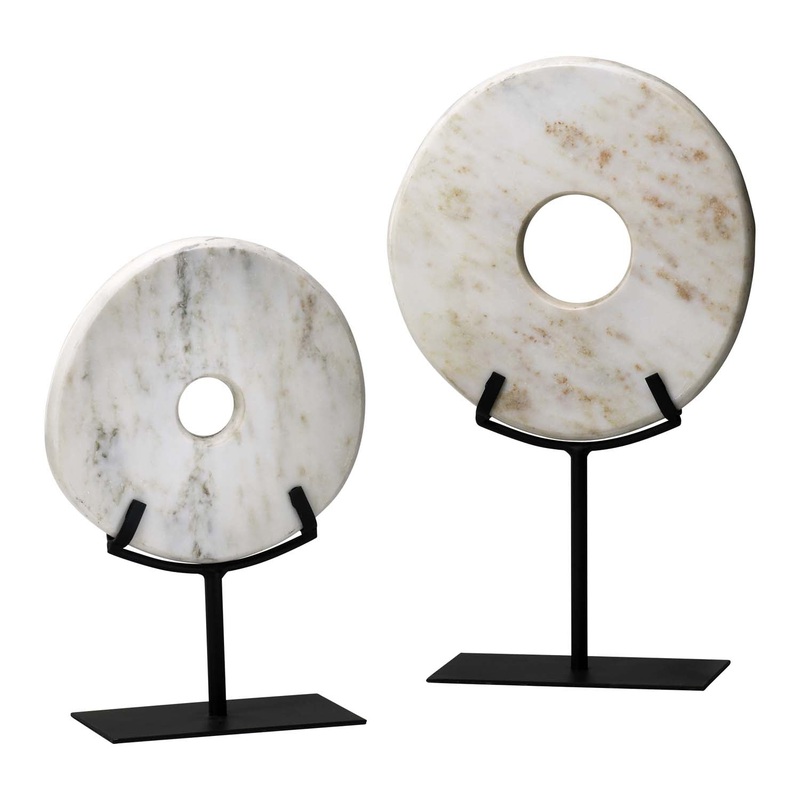 Disk On Stand Sculpture in White