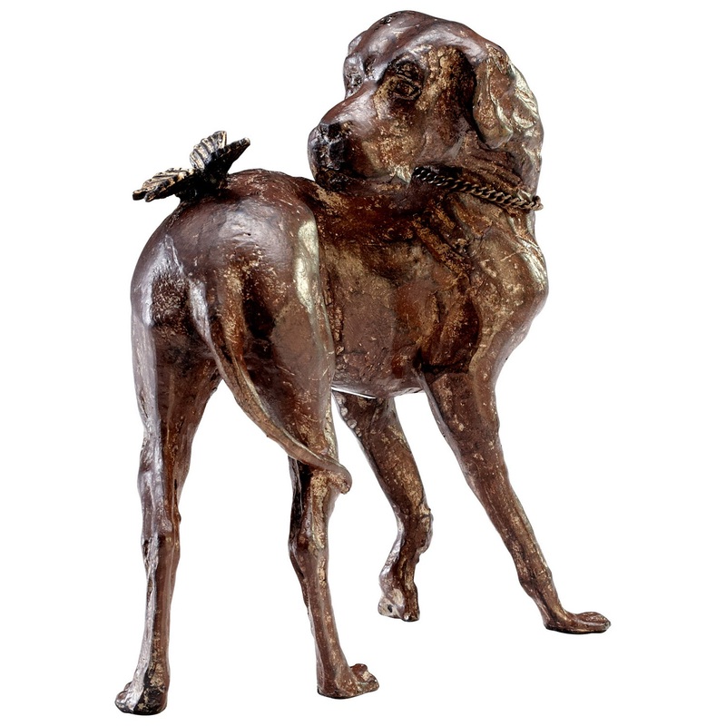 Dog And Butterfly Sculpture in Rubbed Red