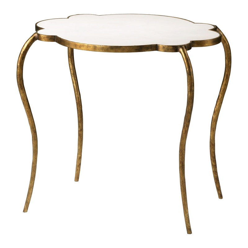 Flora Side Table in Gold/White
