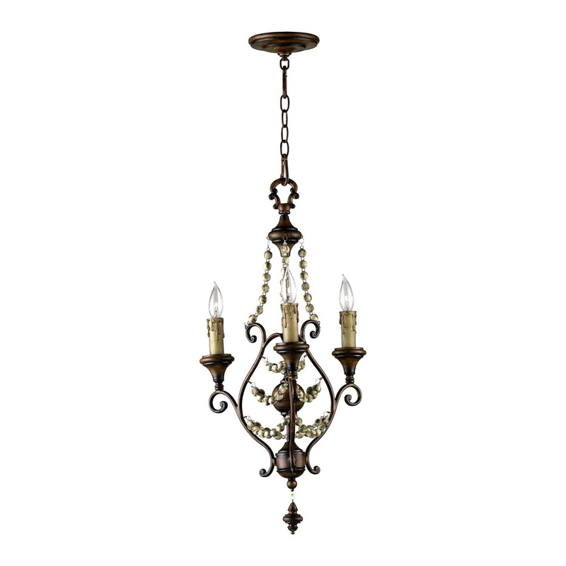Meriel Three Light Chandelier in Antiqued Sienna