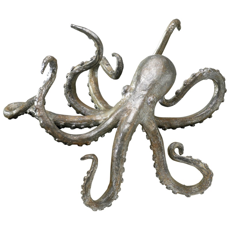 Octopus Sculpture in Pewter
