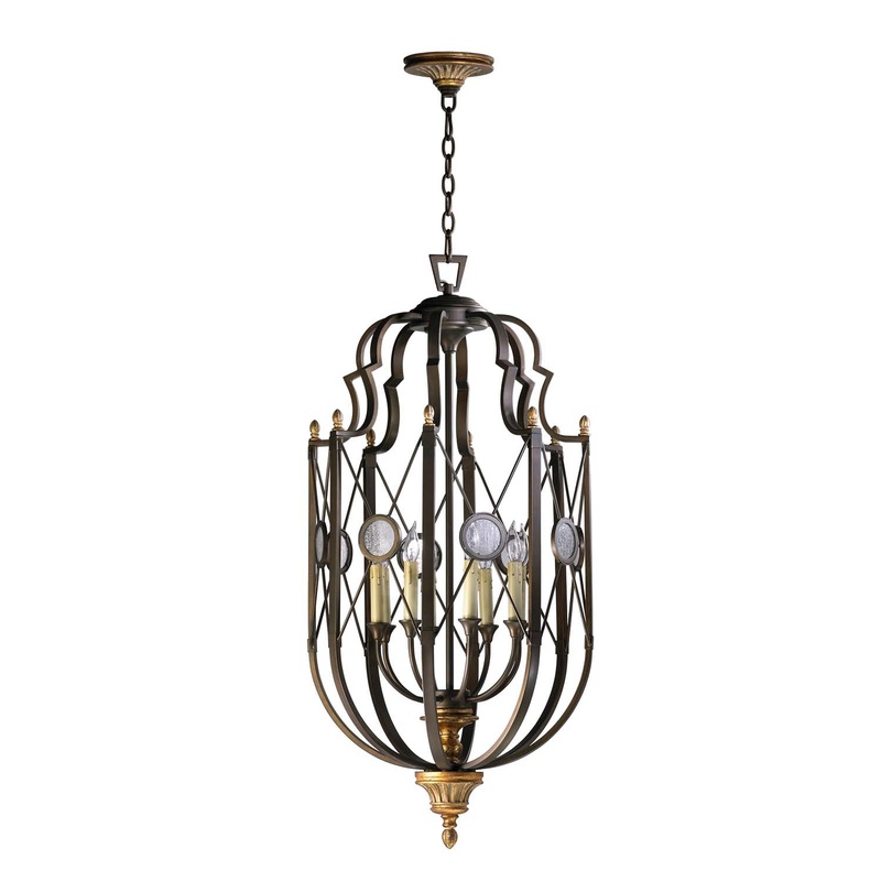 San Giorgio Eight Light Entry Pendant in Oiled Bronze