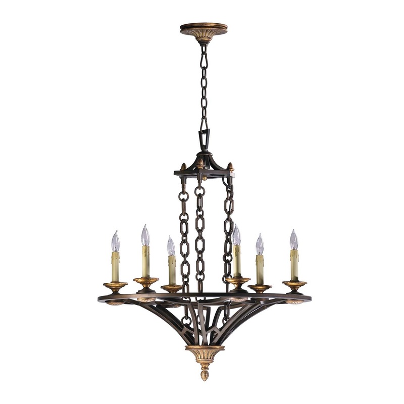 San Giorgio Six Light Chandelier in Oiled Bronze