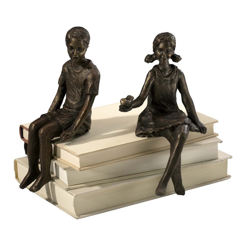 Shelf Figurine Sculpture in Oiled Bronze