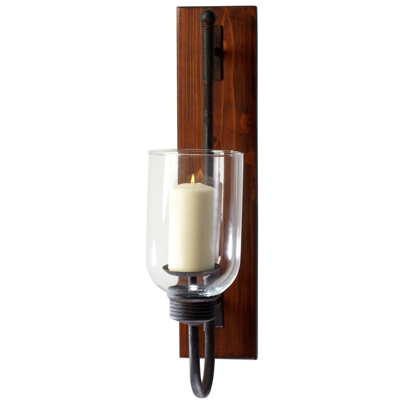 Sydney Wall Candleholder in Raw Iron And Natural Wood