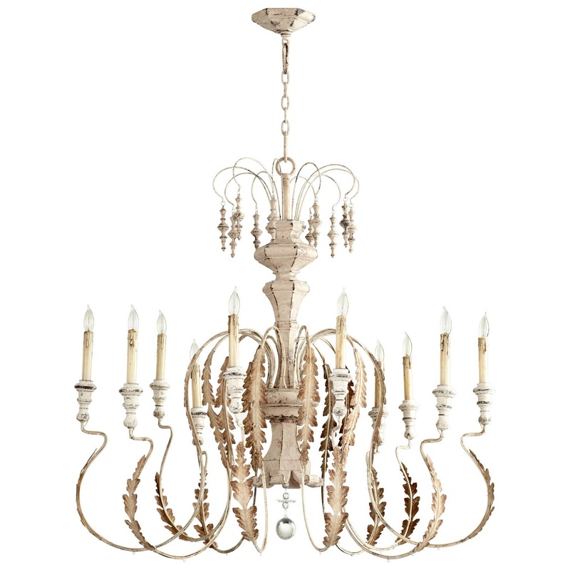 Ten Light Chandelier in Persian White