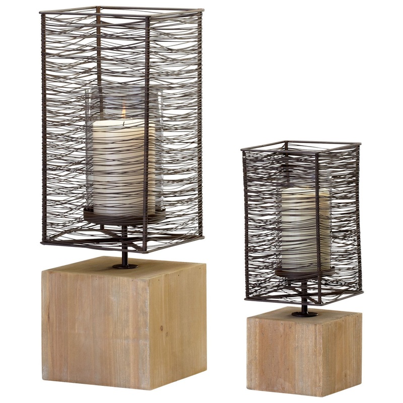 Vail Candelabra in Raw Iron And Natural Wood