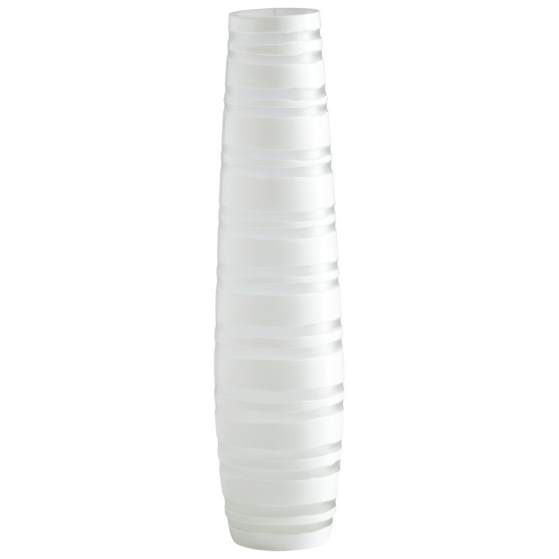 White Matt Stripe Vase in Matte White