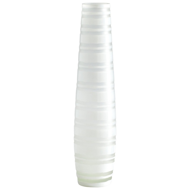 White Matt Stripe Vase in White Matte