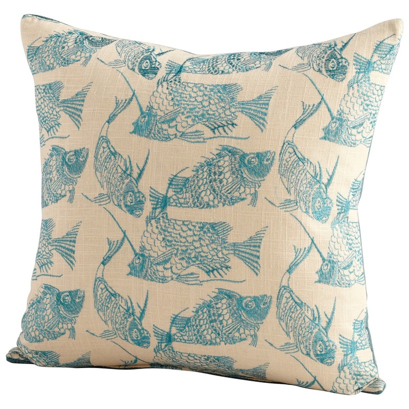 Angler Pillow in Turquoise/White