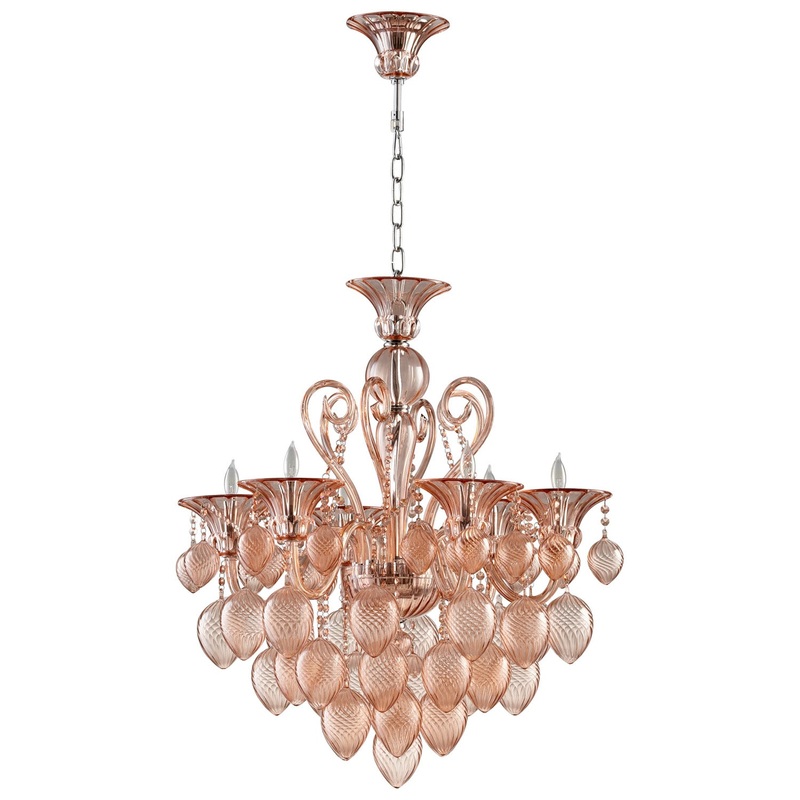Bella Vetro Six Light Chandelier in Chrome