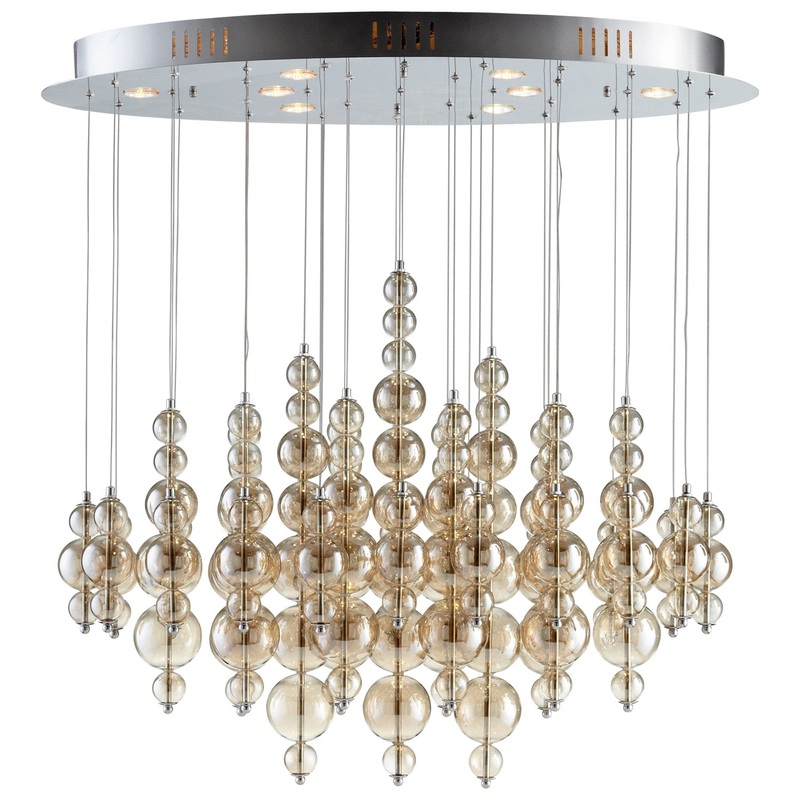 Bubbles Cash Eight Light Pendant in Chrome