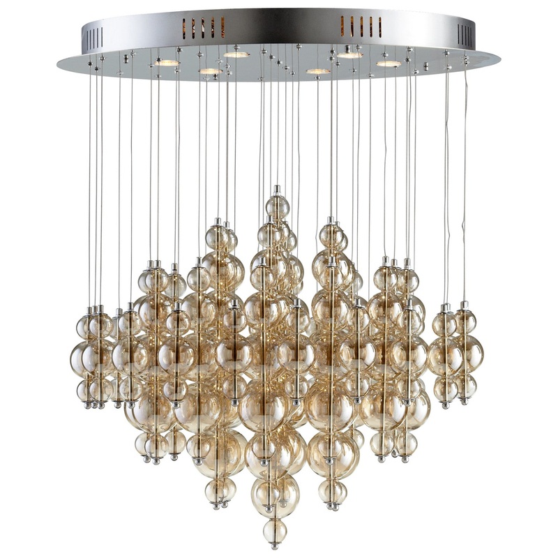 Bubbles Cash Six Light Pendant in Chrome
