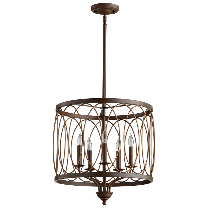 Sausalito Five Light Pendant in Vermillion Cinder