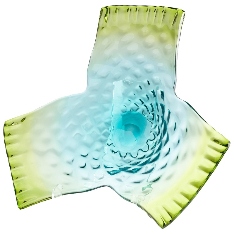 Three Dreams Plate in Green Blue/Clear