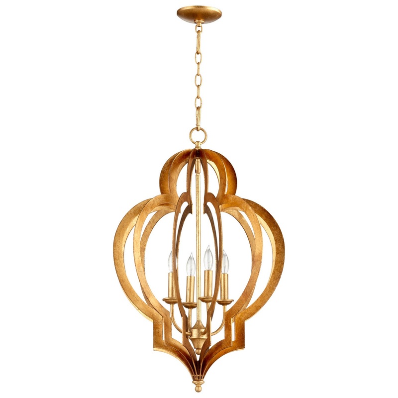 Vertigo Four Light Chandelier in Gold Leaf