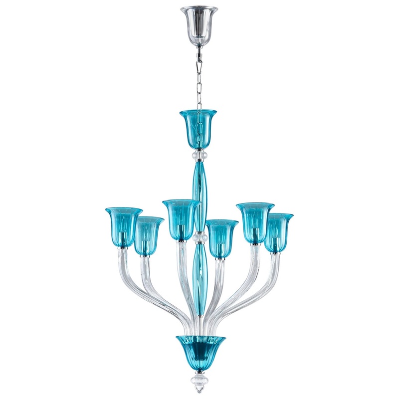 Vetrai Six Light Chandelier in Chrome