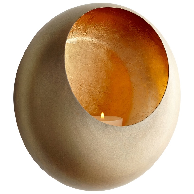 Aeneas Wall Candleholder in Antique Brass And Gold Leaf