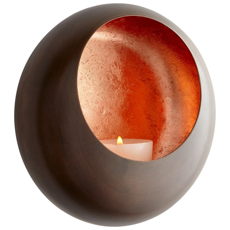Aeneas Wall Candleholder in Antique Copper And Copper Leaf