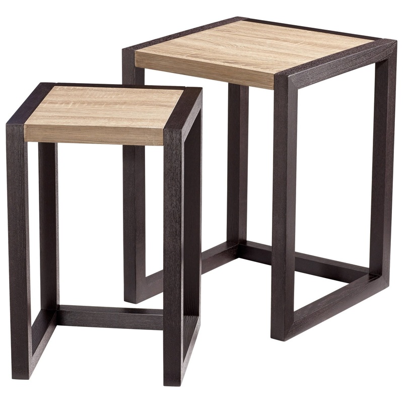 Becket Nesting Tables in Oak Veneer & Black Veneer