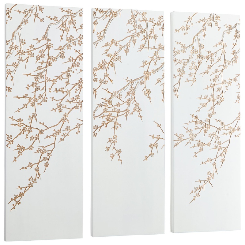 Cherry Blossom Wall Art in White And Gold