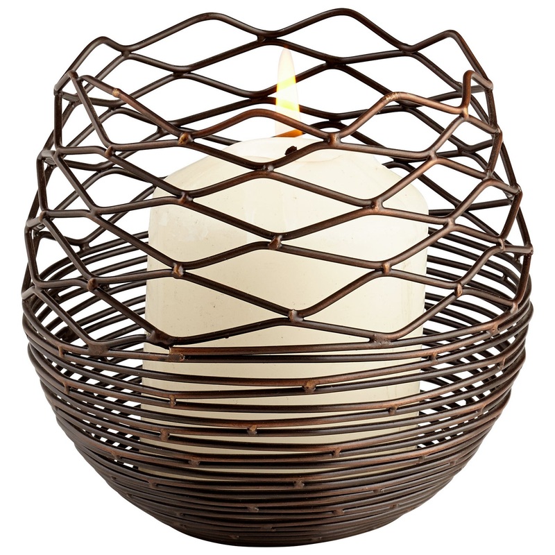 Coiled Silk Candelabra in Antique Copper