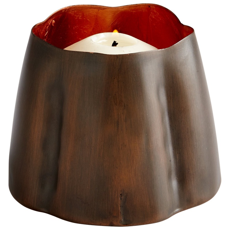 Fortuna Candleholder in Antique Copper/Copper Leaf