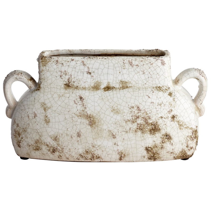 Leos Planter in White Glaze