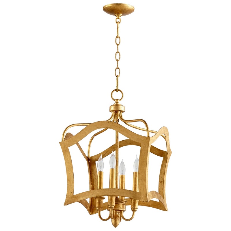 Milan Four Light Pendant in Gold Leaf