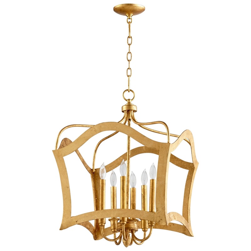 Milan Six Light Pendant in Gold Leaf
