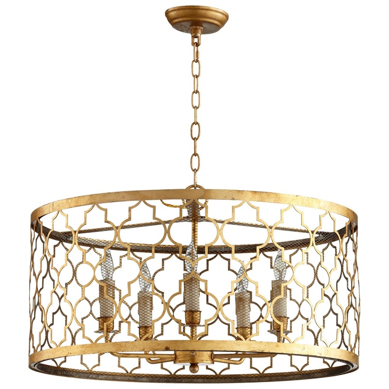 Romeo Five Light Pendant in Gold Leaf