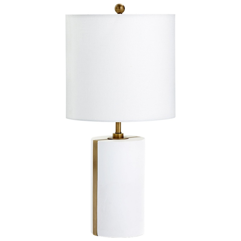 Cylindro One Light Table Lamp in White And Brass