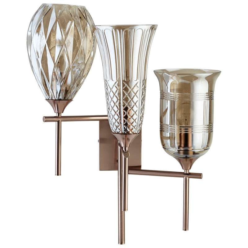 Darcey Three Light Wall Bracket in Satin Copper