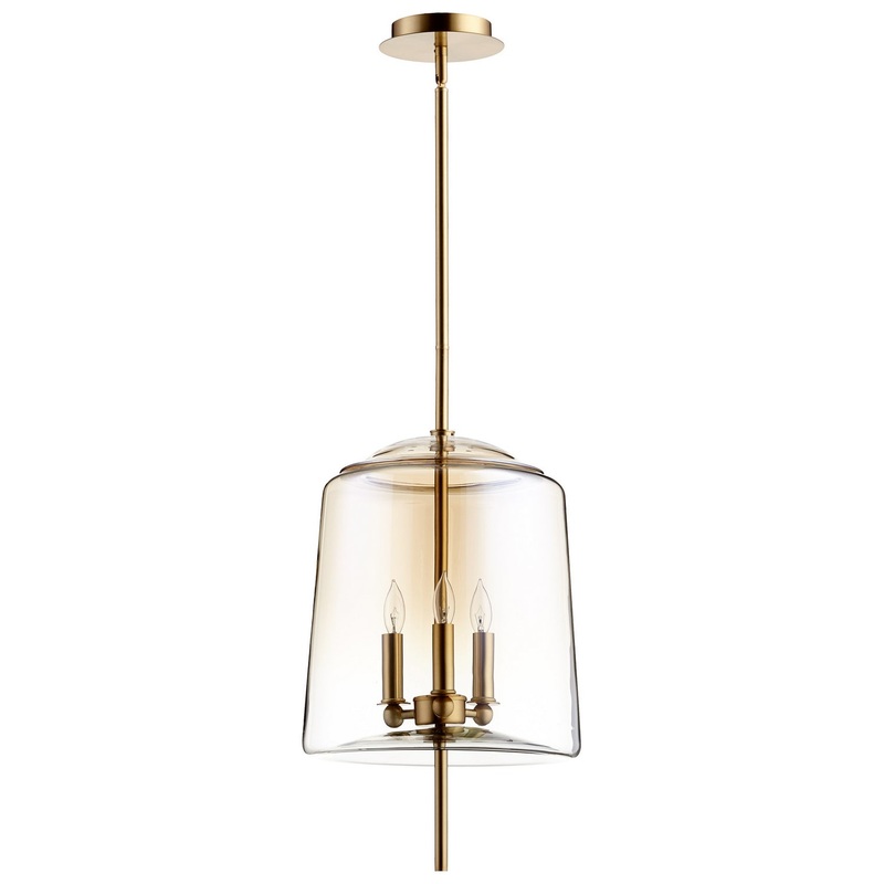 Lusterous Three Light Pendant in Satin Brass
