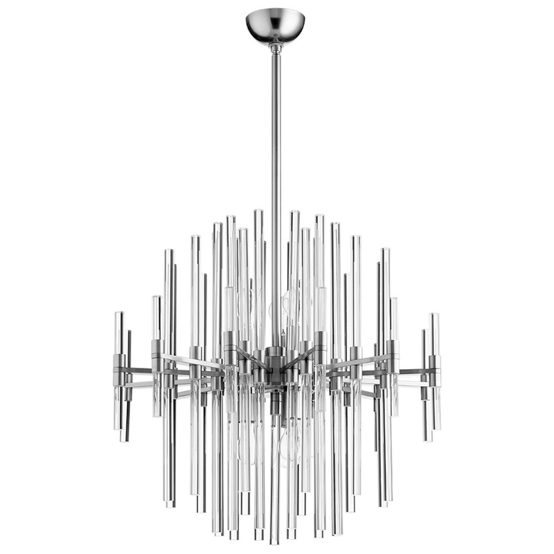 Quebec Six Light Pendant in Satin Nickel