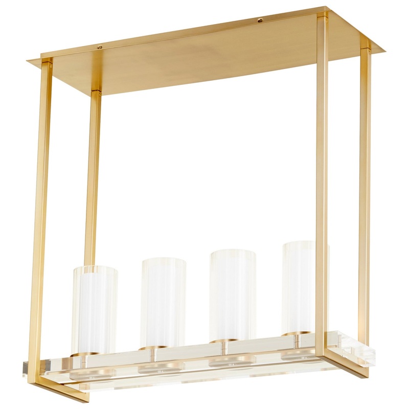Four Light Ceiling Mount in Aged Brass