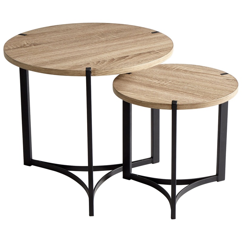 Nesting Tables in Oak Veneer And Black