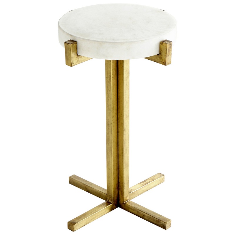 Side Table in White And Gold
